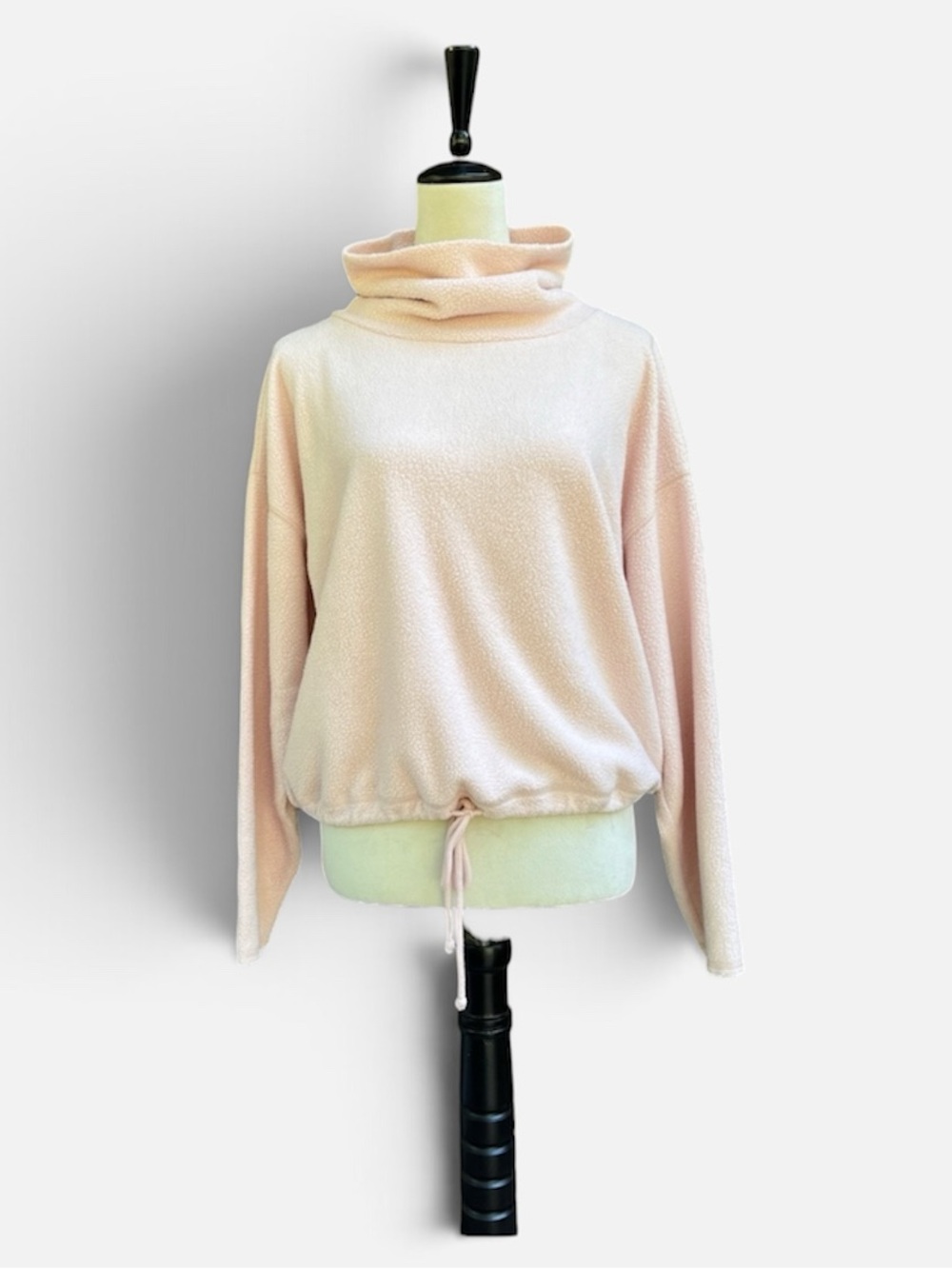 Aerie Oversized Funnel Neck Drawstring Cinch Hem Sweatshirt in Light Pink Sz S